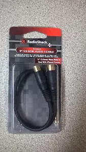 (2)RadioShack 9" Audio Cavo Y 3,5mm Placcato Oro Maschio a Doppio RCA Phono 42-2542 - Foto 1 di 5
