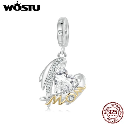 VALENTINO WOSTU Moda Donna Argento 925 Festa della Mamma Cuore Ciondolo Ala Adattamento Braccialetto Regali