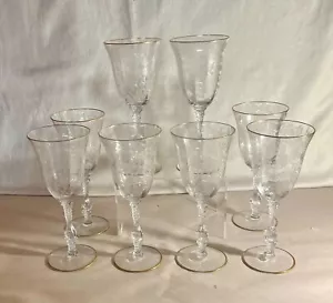 8 Cambridge Kristall mit goldener Zierleiste Wildblume 8 1/4" 10 Unzen Fußwasserbecher - Bild 1 von 2