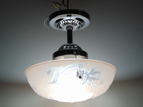 Antique Vintage Pink Glass Art Deco Nickel Flush Mount Ceiling Light Fixture A16 Cover