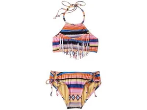 New $150 Hobie Girls' Orange Fringed Tankini Hipster Bikini Swimwear Set Size 7 - Picture 1 of 1