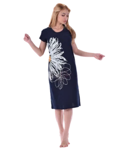 PETKOV Damen Nachthemd Midi Gänseblümchen hochwertige Baumwolle EU-hergestellt - Bild 1 von 2