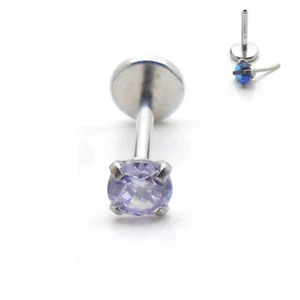 Threadless Flat Back Earring 18G 20G 3mm CZ Rainbow Colors Tragus Stud Nose Ring - Picture 1 of 14