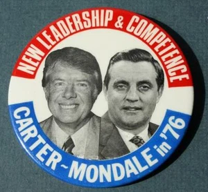 Spilla spilla campagna Jimmy Carter Walter Mondale nuova leadership e competenza 76 - Foto 1 di 1