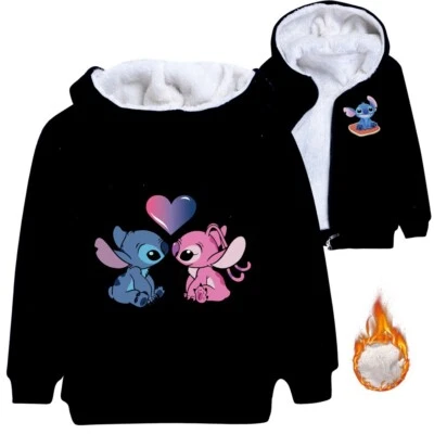 Chaqueta de algodón con cremallera Stitch para niños de 5 a 12 años Abrigo de terciopelo coral de algodón puro Foto 1 de 4