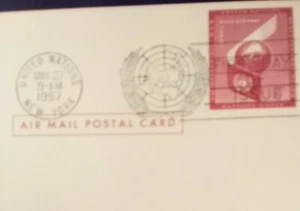 United Nations 1957 FDC primer día cubierta 4c correo aéreo postal postal - Imagen 1 de 3