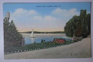 POSTAL GRAND LAKE ALPENA MI LINEN 249 - Imagen 1 de 2