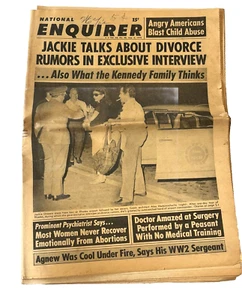 Periódico de colección National Enquirer Jackie Kennedy Johnny Carson 1970 tabloide - Imagen 1 de 5