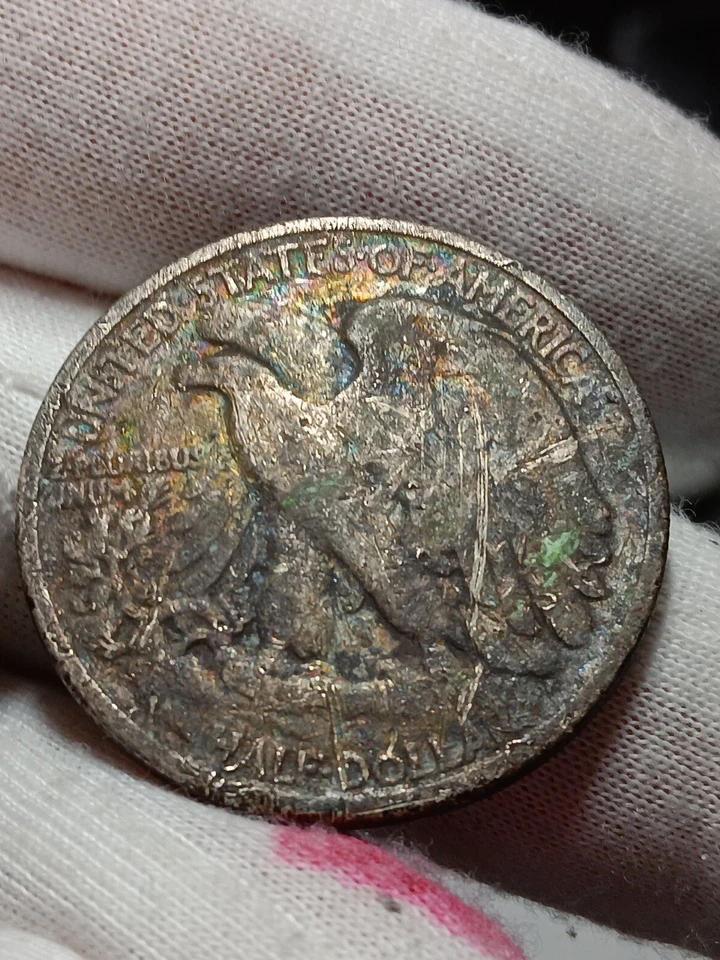 👉1920-Walking Liberty Silver Half Dollar  RAINBOW TONING  S/475 - Image 1 of 4