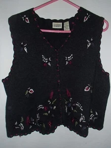 New Beautiful OOAK Warm VEST Black Purple Knit Professional Work Everyday Style - Picture 1 of 4