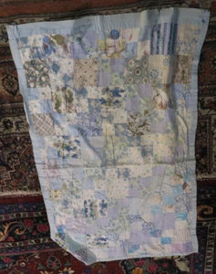 Antique Handmade Cotton Baby Crib Patchwork Quilt Hand stitched 36" x 52" - Picture 1 of 6