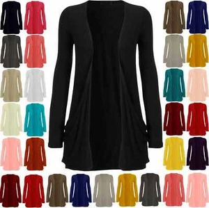 CARDIGAN DONNA BOYFRIEND TASCA LUNGA APERTA TUTTE LE TAGLIE DA 6-8 A 26-28 - Foto 1 di 15