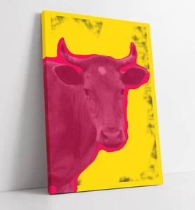 ROSA VACA POP ART INSPIRADO EN WARHOL - LONA IMPRESIÓN DE ARTE DE PARED OBRAS DE ARTE ENMARCADO PROFUNDO - Imagen 1 de 2