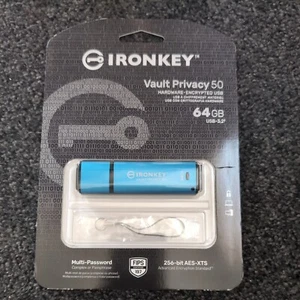 Kingston 64 GB IronKey Vault Privacidad 50 AES-256 FIPS cifrado 197 64 GB tipo USB - Imagen 1 de 1