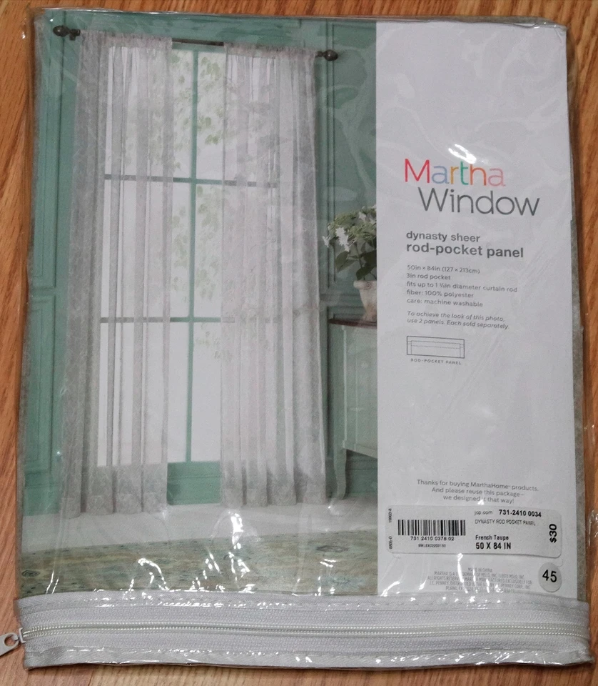 MARTH STEWART VENTANA "DINASTÍA" VARILLA-BOLSILLO PANEL TRANSPARENTE, 50"X84", TOPO FRANCÉS Foto 1 de 1