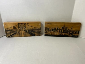 Vintage Bridge & City Print Art 12" Wall Hanging Home Decor Urban Landscape - Picture 1 of 5