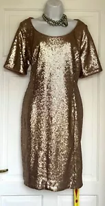 JOANNA HOPE GOLD SEQUINS OCCASION WEDDING PARTY DRESS SIZE 24 new with tags - Picture 1 of 9