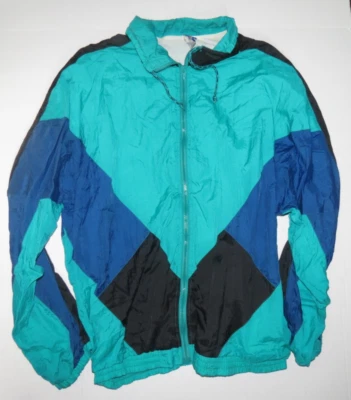 Chaqueta cortavientos vintage Pro Spirit para hombre XLT alta azul negra pista años 90 Foto 1 de 3
