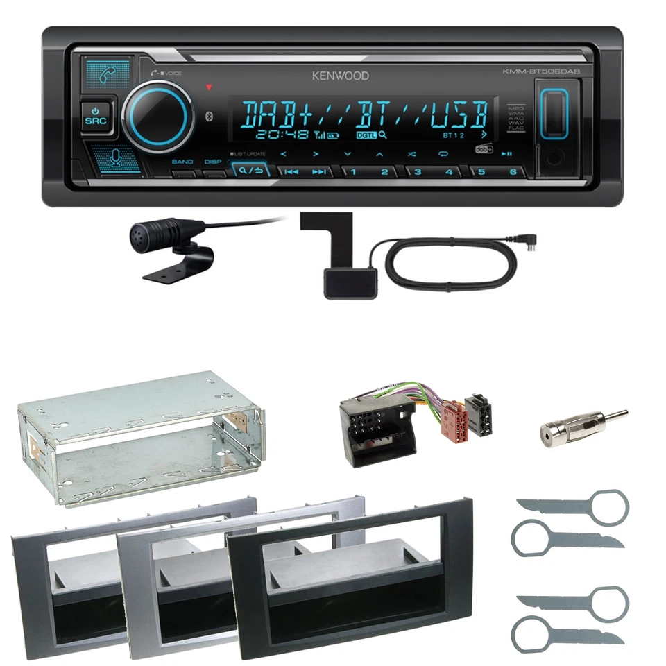 Kenwood KMM-BT508DAB Bluetooth DAB Einbauset für Ford Focus C-Max Fiesta Transit - Bild 1 von 1