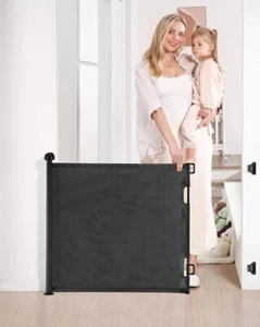 Likzest Retractable Baby Gate Mesh Baby and Pet Gate 33" Tall SH20.006DC - Black - Picture 1 of 4