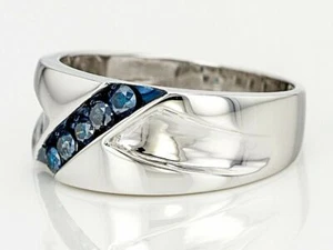.35ctw MENS NATURAL BLUE DIAMOND WEDDING BAND,SPARKLES GIA CERTIFICATE,SIZE 10 - Picture 1 of 12