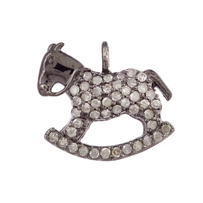 Colgante con dije de caballo mecedor con diamante de plata de ley 925 para mujer joyas regalo Foto 1 de 4