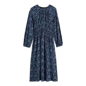 Madewell Abito Midi Smocked Maniche a Bolla in Floreale Manica Lunga Taglia S - Foto 1 di 13