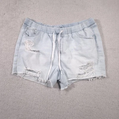 Pantalones Cortos YMI Dream Para Mujer 2X Lavado Ligero Denim Envejecido Cordón Cintura Elástica Foto 1 de 4