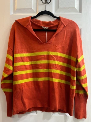 New Easel Clothing Sweater Size Small  1/4 V Neck Top Pullover Stripe Collar - Image 1 of 4
