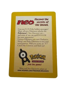 Pokemon Neo Discovery The Secrets Of The Unown Promo Card - Imagen 1 de 2