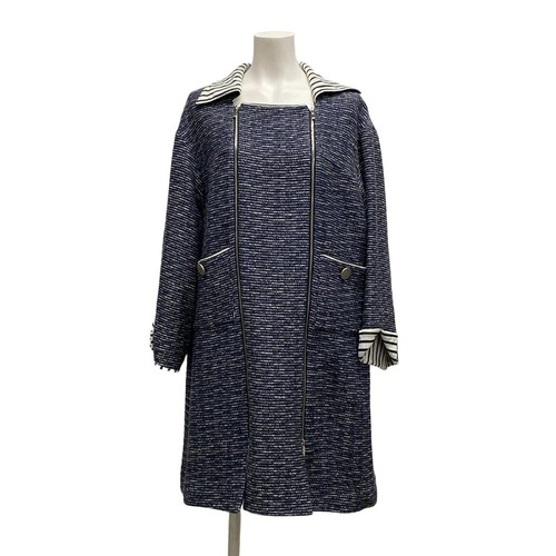 Cappotto donna originale CHANEL P56027 bianco navy [tessuto esterno] cotone acrilico