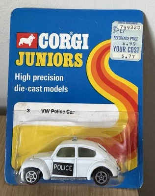 Corgi Junior 3 VW Police Car MINT ON UN PUNCHED CARD - Image 1 of 2