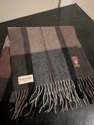 Vintage Woodward 100% Cashmere Gray & Beige Plaid Scarf Made In West Germany - Image 1 of 3
