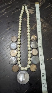 Süßwasser Perlenkette mit Albalon Muscheln 925 Verschluss - Bild 1 von 9