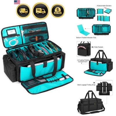 Cable File Gig Bag Padded Bottom Dividers for DJ Sound Equipment Laptop - Image 1 of 4