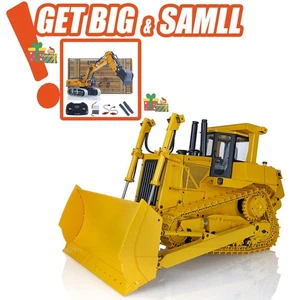 +Free Mini! US Stock 1/14 Metal RC Hydraulic Bulldozer DXR2 D10T Tracked Dozer - Picture 1 of 14