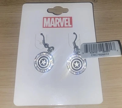 Pendientes de cristal de acero inoxidable Capitán América Marvel Foto 1 de 3