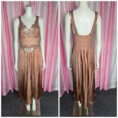 Camisón largo de encaje oro rosa vintage Intimate Attitudes talla 1X Plus Foto 1 de 4
