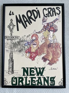 Original George G. B. Luttrell Le Mardi Gras New Orleans Poster 1979 gerahmt LESEN - Bild 1 von 12