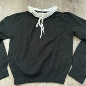 titty & co. Black Sweater White Ruffle Collar Velvet Bow Size F Japan - Picture 1 of 10