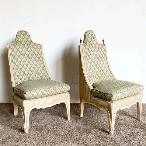 Regency Green and Tan Accent Chairs - a Pair Cover