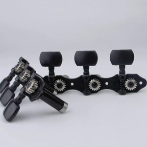 1 Set Black Acoustic Classical Guitar Tuning Keys Steel Pegs Machine Heads - Picture 1 of 4