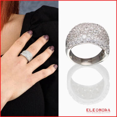 anello fascia argento 925 zirconi bianco anelli da donna in bigiotteria.grandi a - Immagine 1 di 4