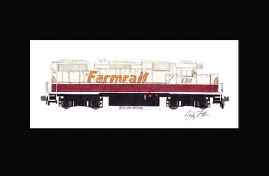 Farmrail GP38-2 #2302 11"x17" stampa opaca firmata Andy Fletcher - Foto 1 di 1