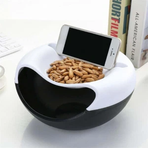 (Black And White) Double Dish Snack Bowl Pistachio Bowl Fruit Plate With - Picture 1 of 6