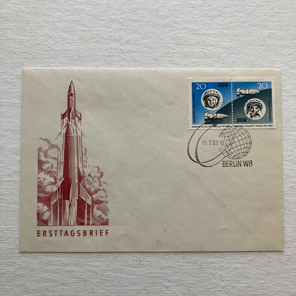 1963 E. German Space Stamp Commemorating Russia Vostok V and VI FDC Berlin - Image 1 of 4