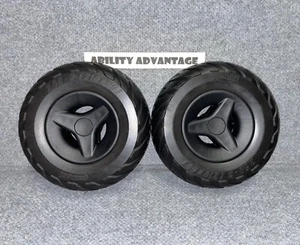 *NEW PAIR Permobil M5, F5, F3, V.2 CASTERS & AGGRESSIVE SOLID TIRES, CENTER CAPS - Picture 1 of 23