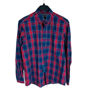 Nueva Camisa de Vestir para Hombre Sala Club 16 34/35 Rendimiento Roja Azul a Cuadros Calce Regular - Imagen 1 de 8