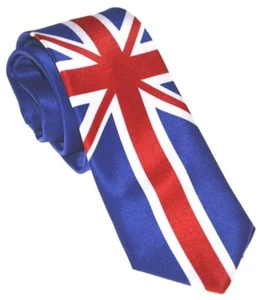 UK Flag Necktie Skinny Ties Blue Red White - Picture 1 of 1