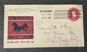 '09 HELENA MONTANA STATE FAIR AD HORSE RACING ! POSTAL STATIONERY MACHINE CANCEL - Picture 1 of 2